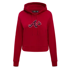 MLB ATLANTA BRAVES CLASSIC WOMEN'S CROPPED PO HOODIE (RED)