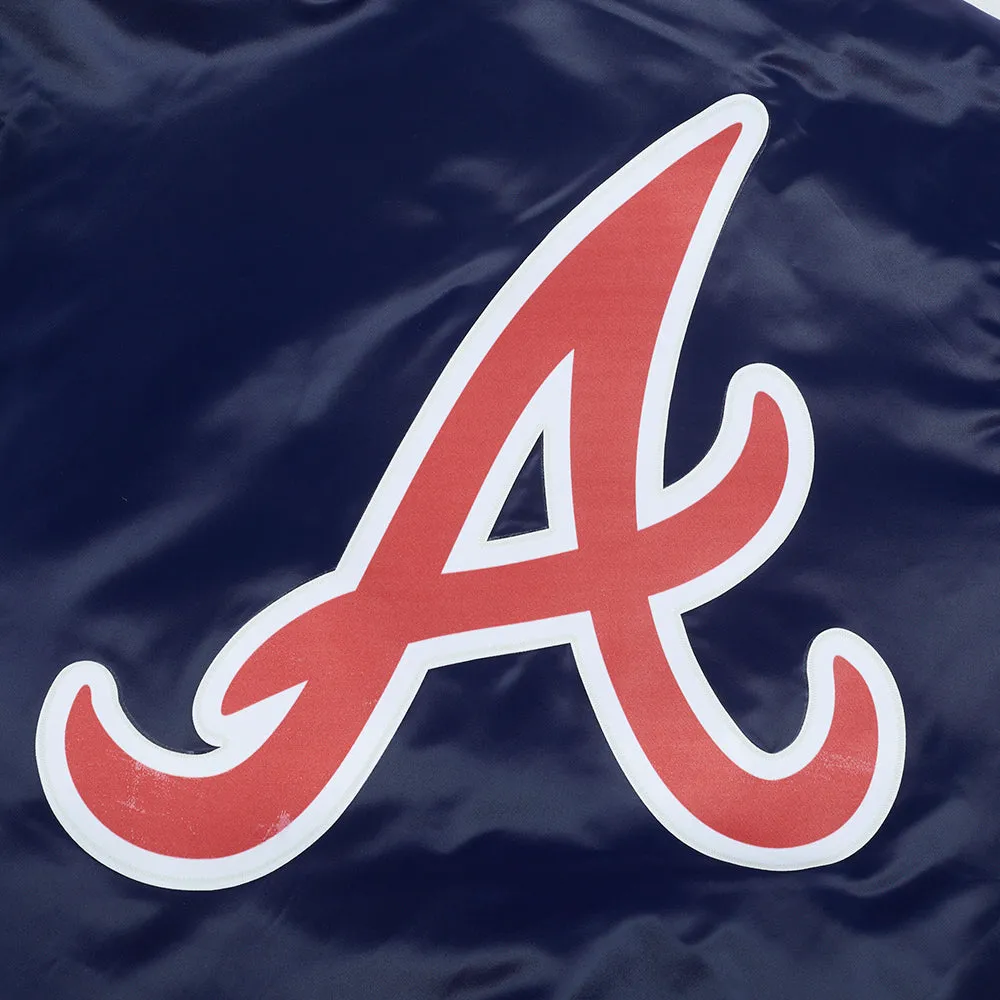 MLB ATLANTA BRAVES SCRIPT TAIL MEN'S SATIN JACKET (MIDNIGHT NAVY/RED/MIDNIGHT NAVY)