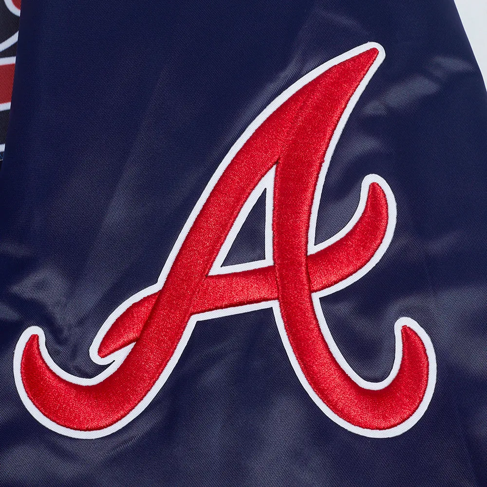 MLB ATLANTA BRAVES SCRIPT TAIL MEN'S SATIN JACKET (MIDNIGHT NAVY/RED/MIDNIGHT NAVY)