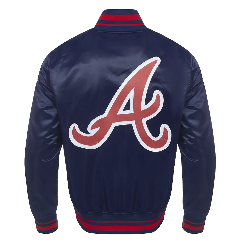 MLB ATLANTA BRAVES SCRIPT TAIL MEN'S SATIN JACKET (MIDNIGHT NAVY/RED/MIDNIGHT NAVY)