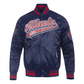 MLB ATLANTA BRAVES SCRIPT TAIL MEN'S SATIN JACKET (MIDNIGHT NAVY/RED/MIDNIGHT NAVY)