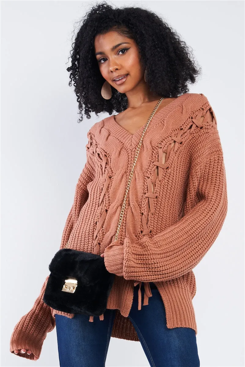 Nova Tawny Cable Knit Sweater