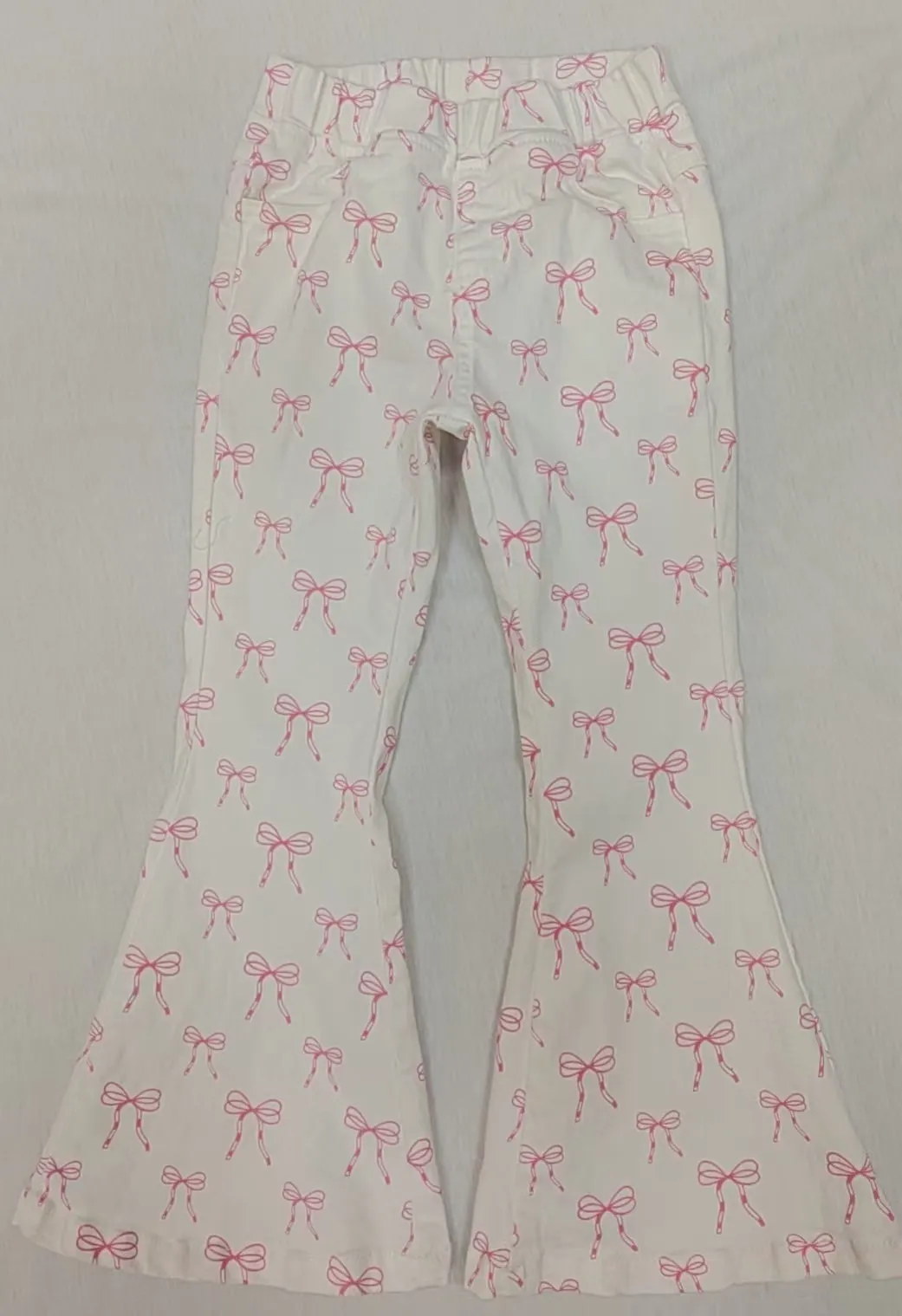 P0732 Girls bow  pink denim pants 202412 preorder
