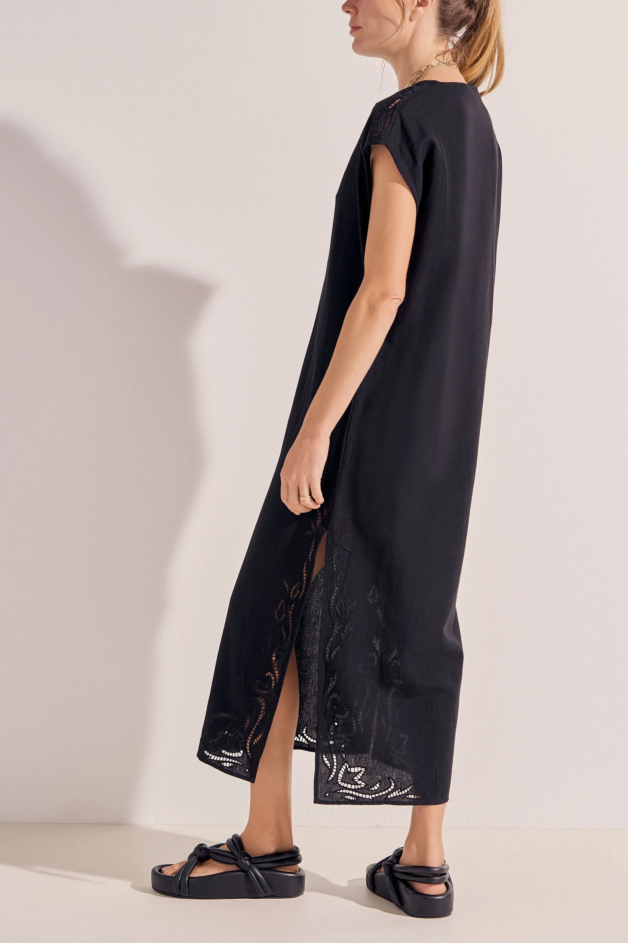 Phanes Black Eyelet Caftan