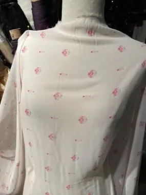 Printed Silk Georgette - Peach / Fuchsia / Aqua