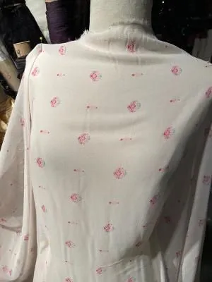 Printed Silk Georgette - Peach / Fuchsia / Aqua