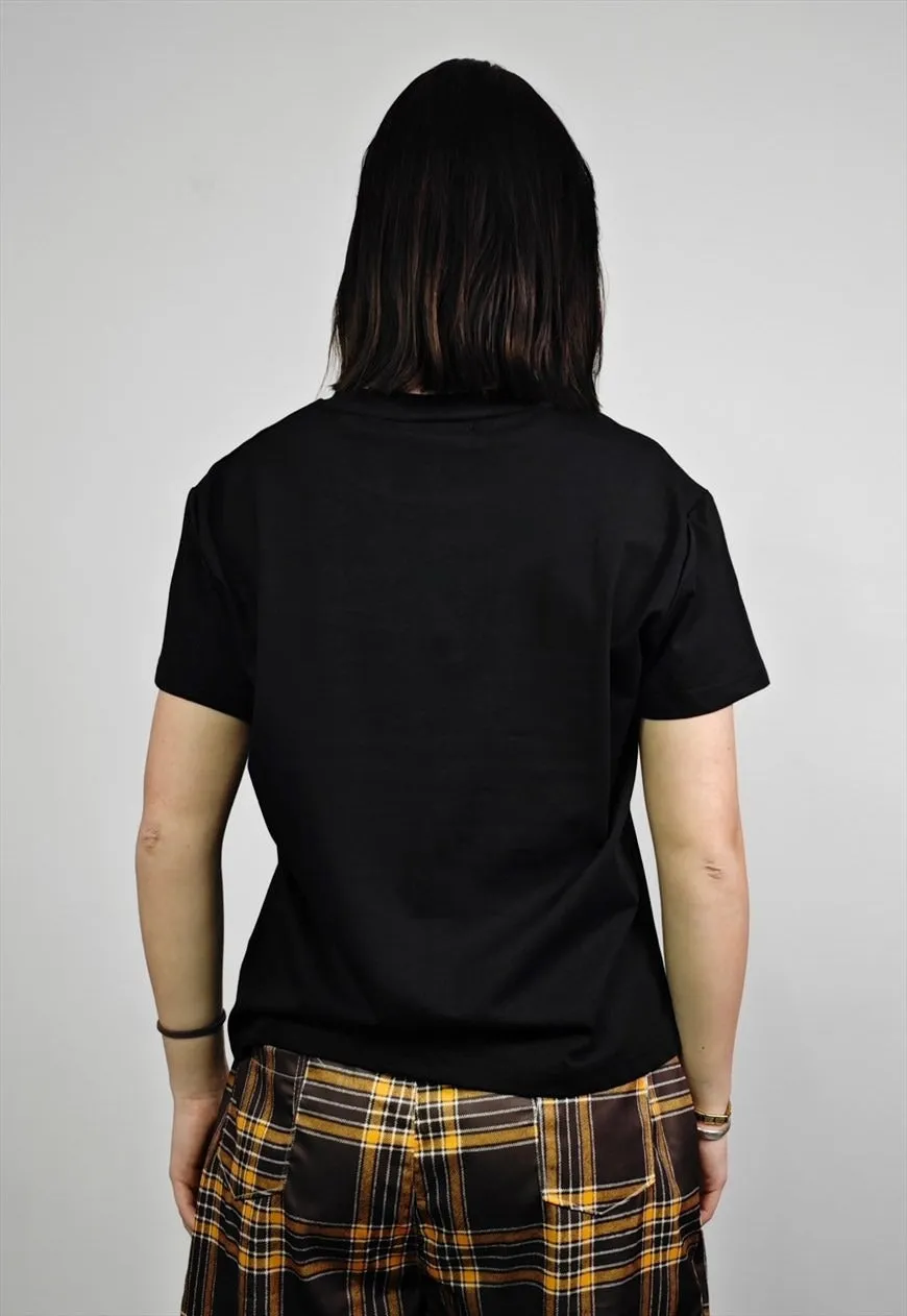 Psychedelic emoji cropped t-shirt slim fit unisex raver top