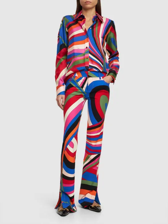 Pucci   Stretch scuba split hem straight pants 