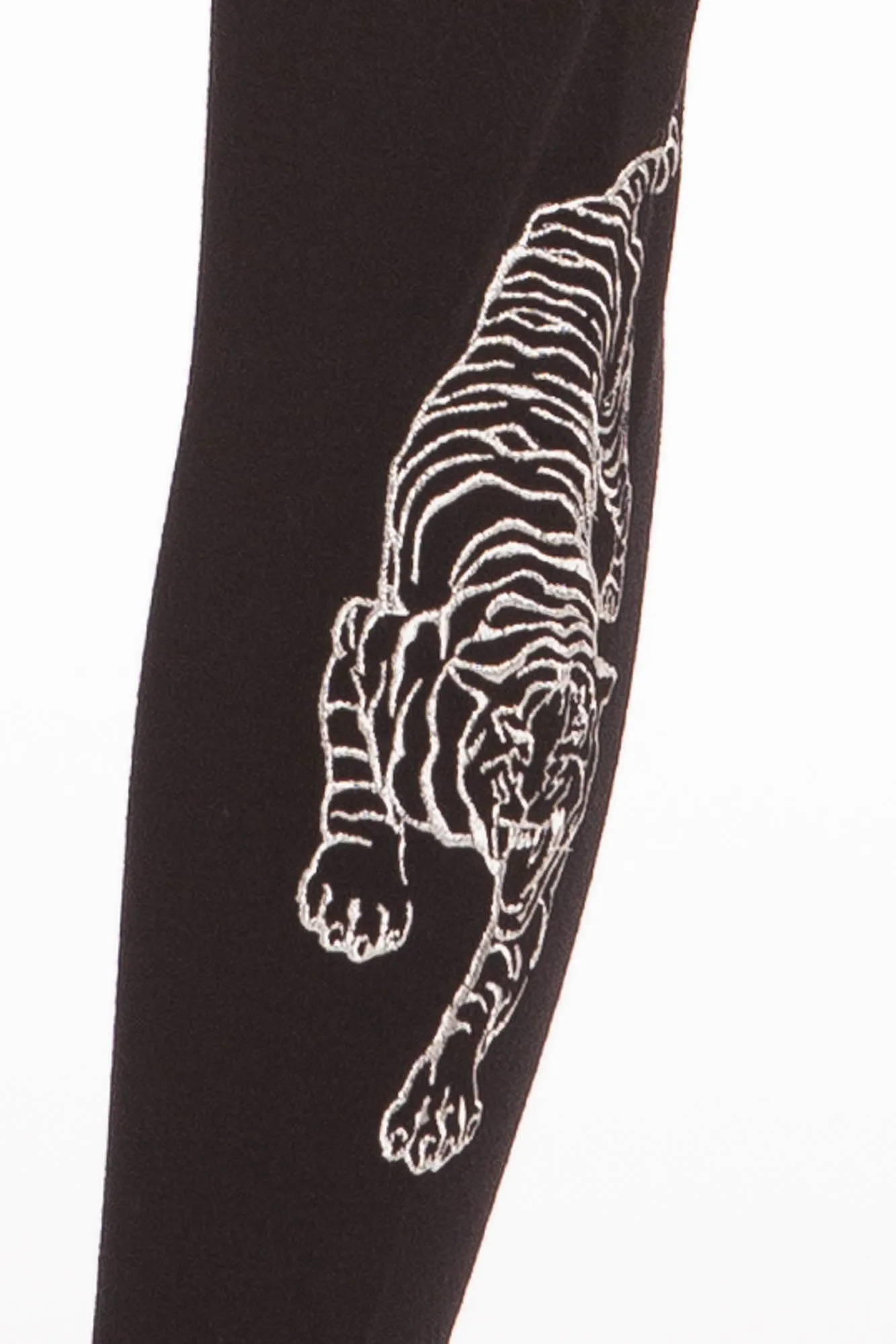RLX - Black Cashmere After Ski Pants with Embroidered Silver Tiger on Back - M