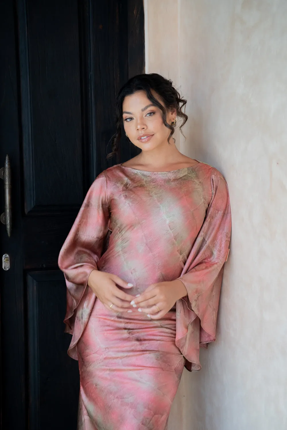 Roseate Silk Drapery Dress