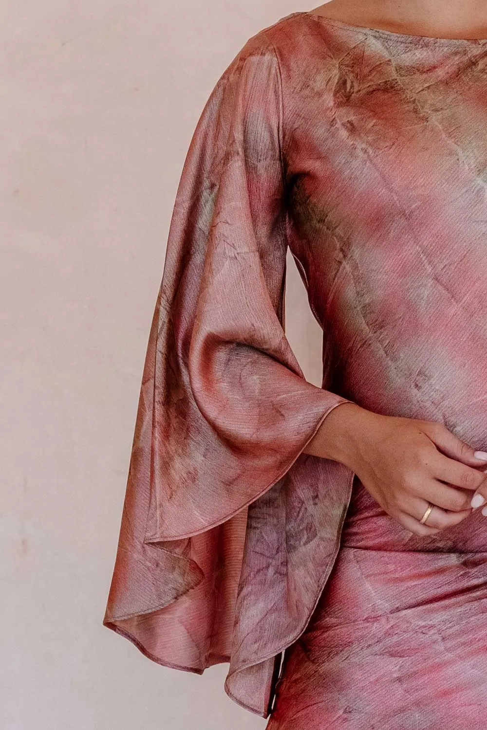 Roseate Silk Drapery Dress