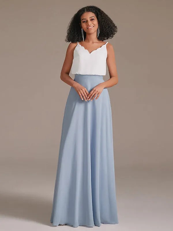 Spaghetti Strap Two Colors Bridesmaid Dress