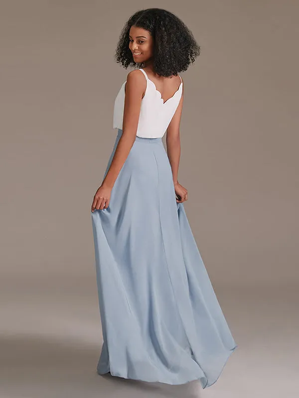 Spaghetti Strap Two Colors Bridesmaid Dress