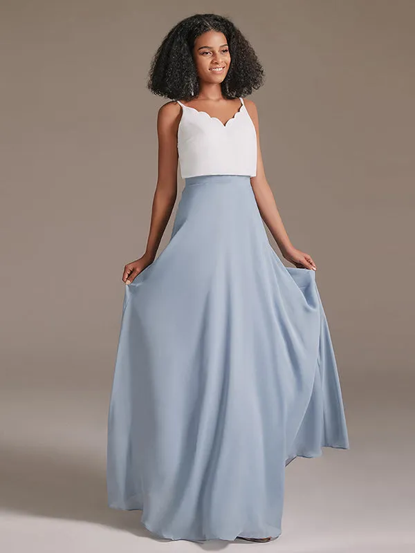 Spaghetti Strap Two Colors Bridesmaid Dress