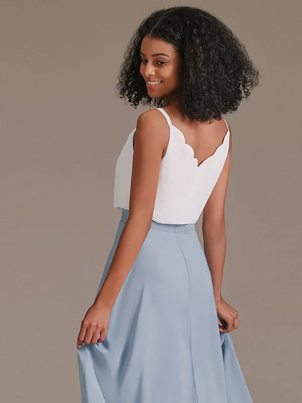 Spaghetti Strap Two Colors Bridesmaid Dress