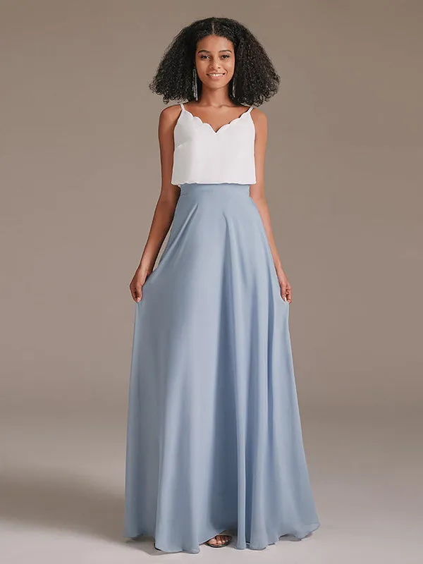 Spaghetti Strap Two Colors Bridesmaid Dress