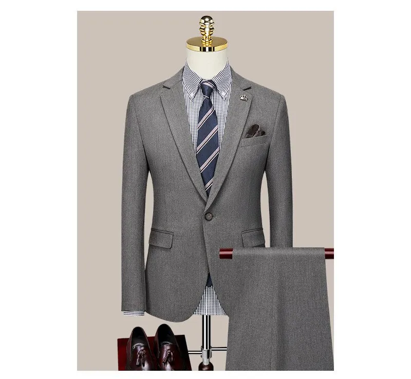Suit Men's Three Piece Suit Korean Formal Light Mature Wind Black Men's Suit