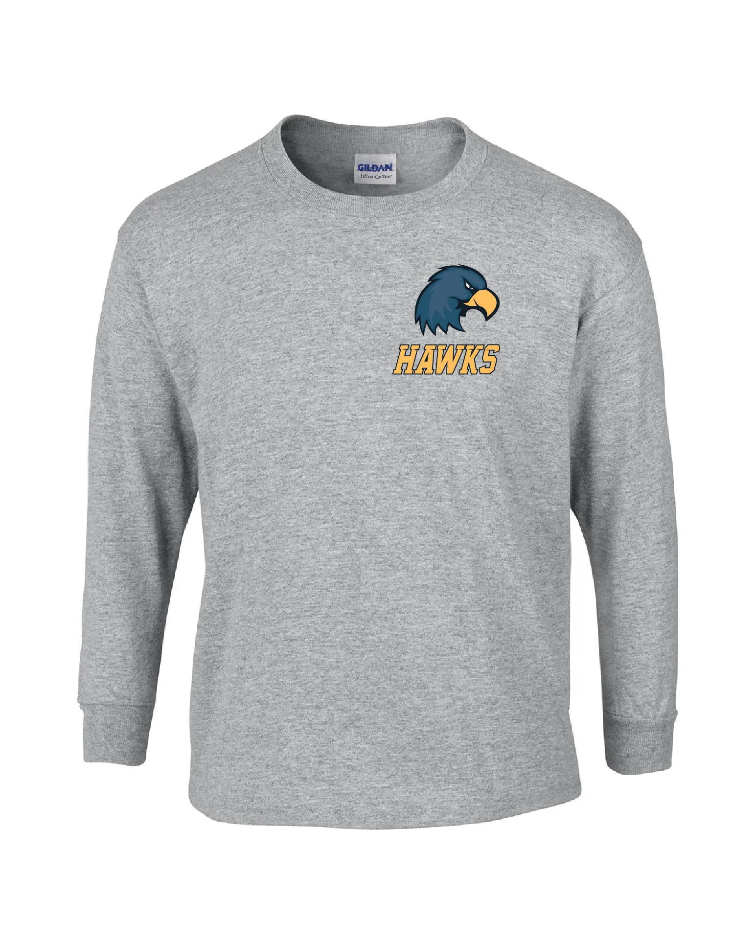 T-Shirt - Long-Sleeve - Cotton - Gray - Adult/Youth - Hawk Designs