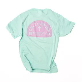 Teal and Lilac Cross Crazy House Specialty Shirt