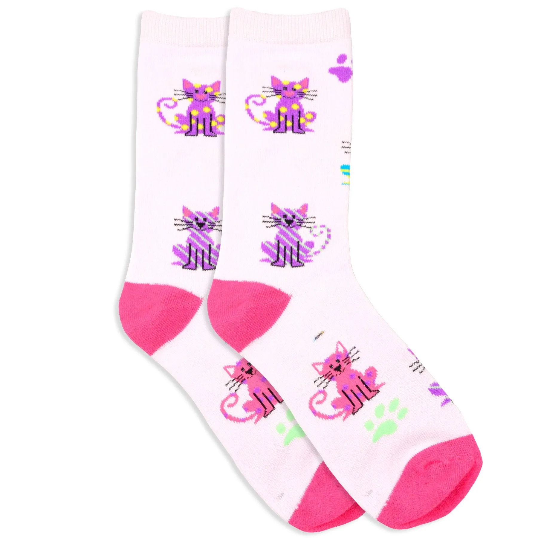 TeeHee Socks Women's Novelty Cotton Crew Colorful Kitties 3-Pack (11138)