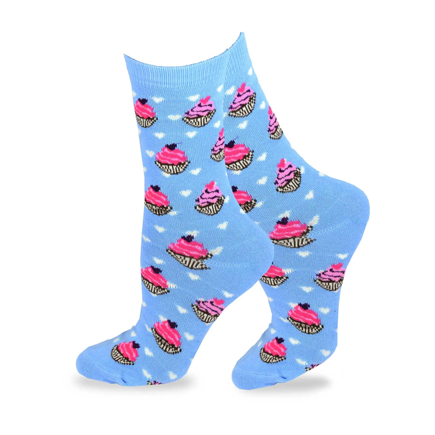 TeeHee Socks Women's Novelty Cotton Crew Love Cupcakes 3-Pack (11745)