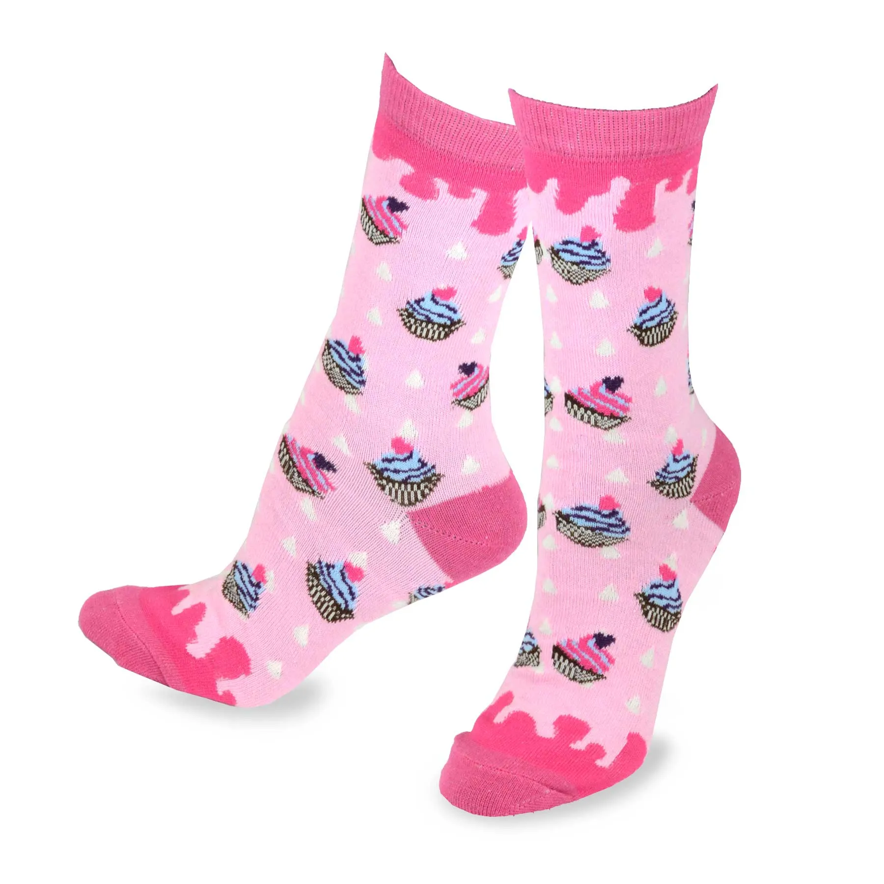 TeeHee Socks Women's Novelty Cotton Crew Love Cupcakes 3-Pack (11745)