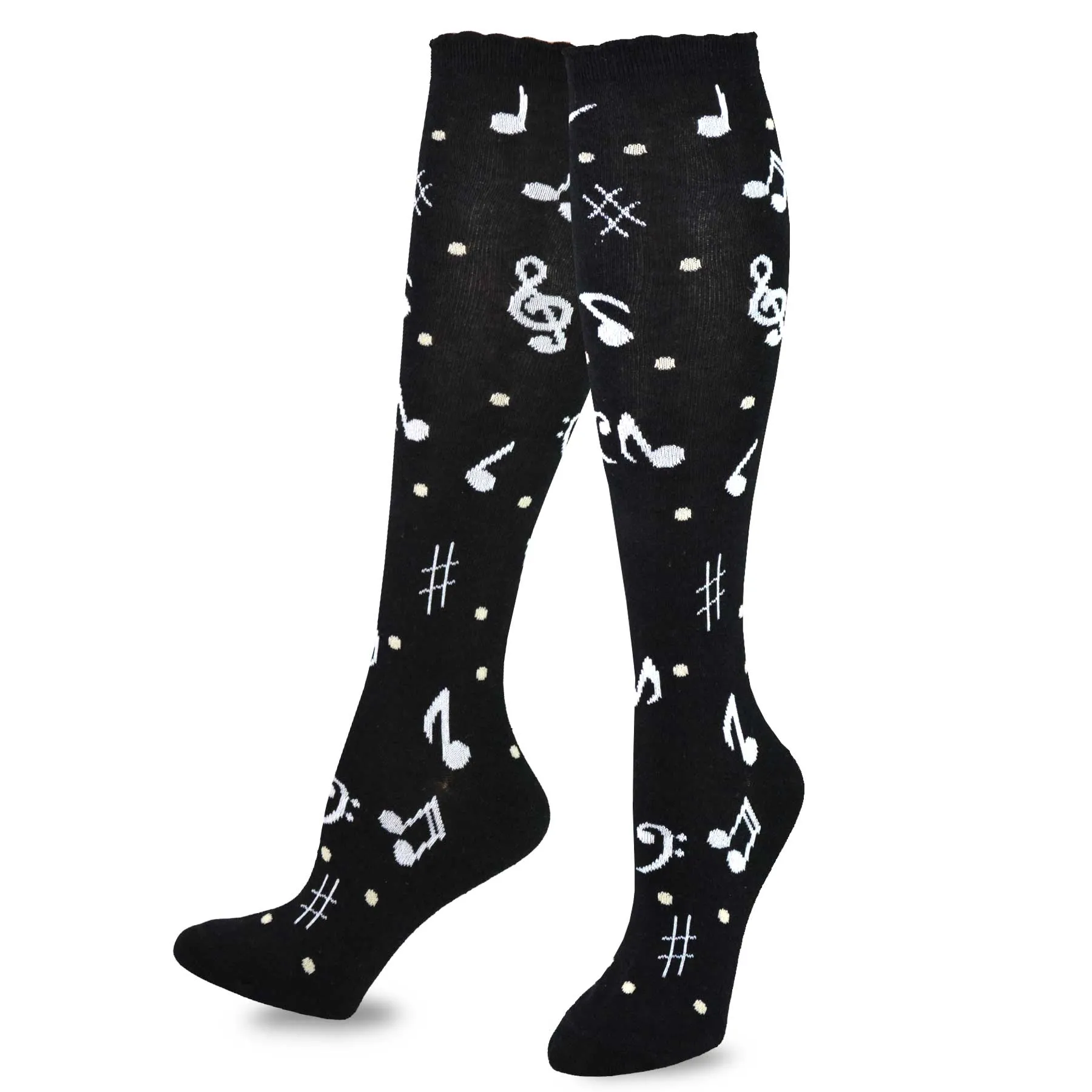 TeeHee Socks Women's Novelty Cotton Knee High Music Rainbow 3-Pack (12001)