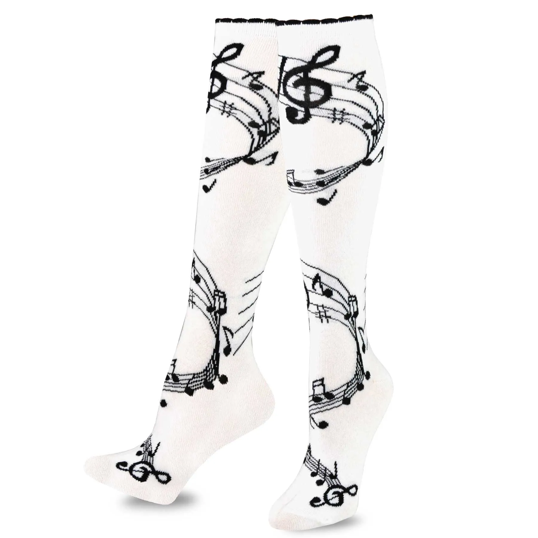 TeeHee Socks Women's Novelty Cotton Knee High Music Rainbow 3-Pack (12001)