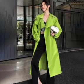 Women Green Trench Coat,Epaulet long windbreaker,Fall coat,Belt Trench coat,Duster Coat,Oversize Trench Coat,Autumn winter Coat,Vivian7 T106